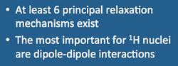 Magnetic relaxation, dipole-dipole, J-coupling, chemical shift